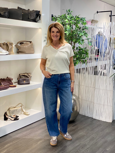 Red Button Jerry Sparkle Top pearl