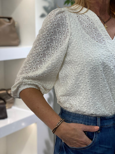 Red Button Top Ajour ecru