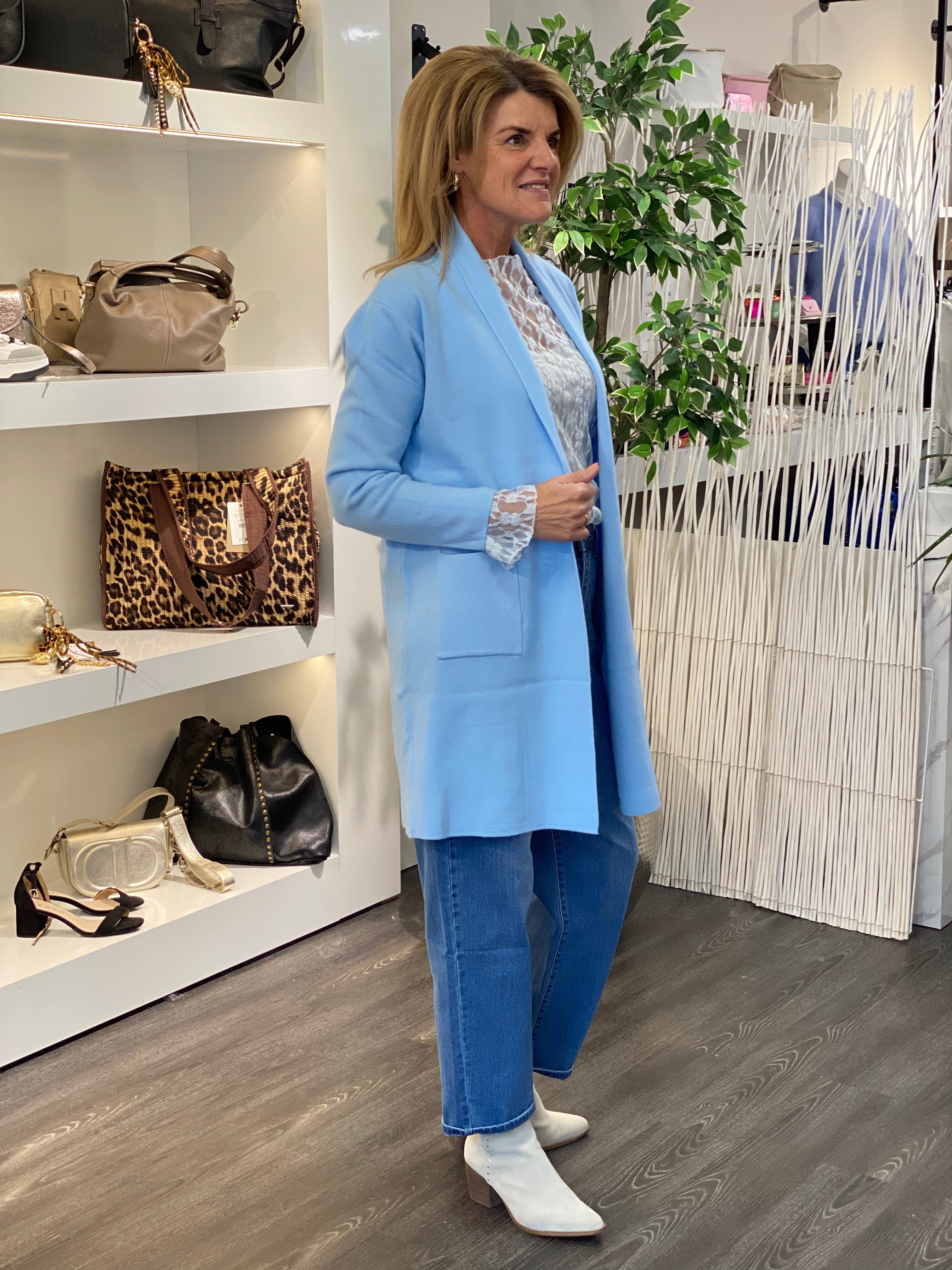 Vici Lange Vest lichtblauw