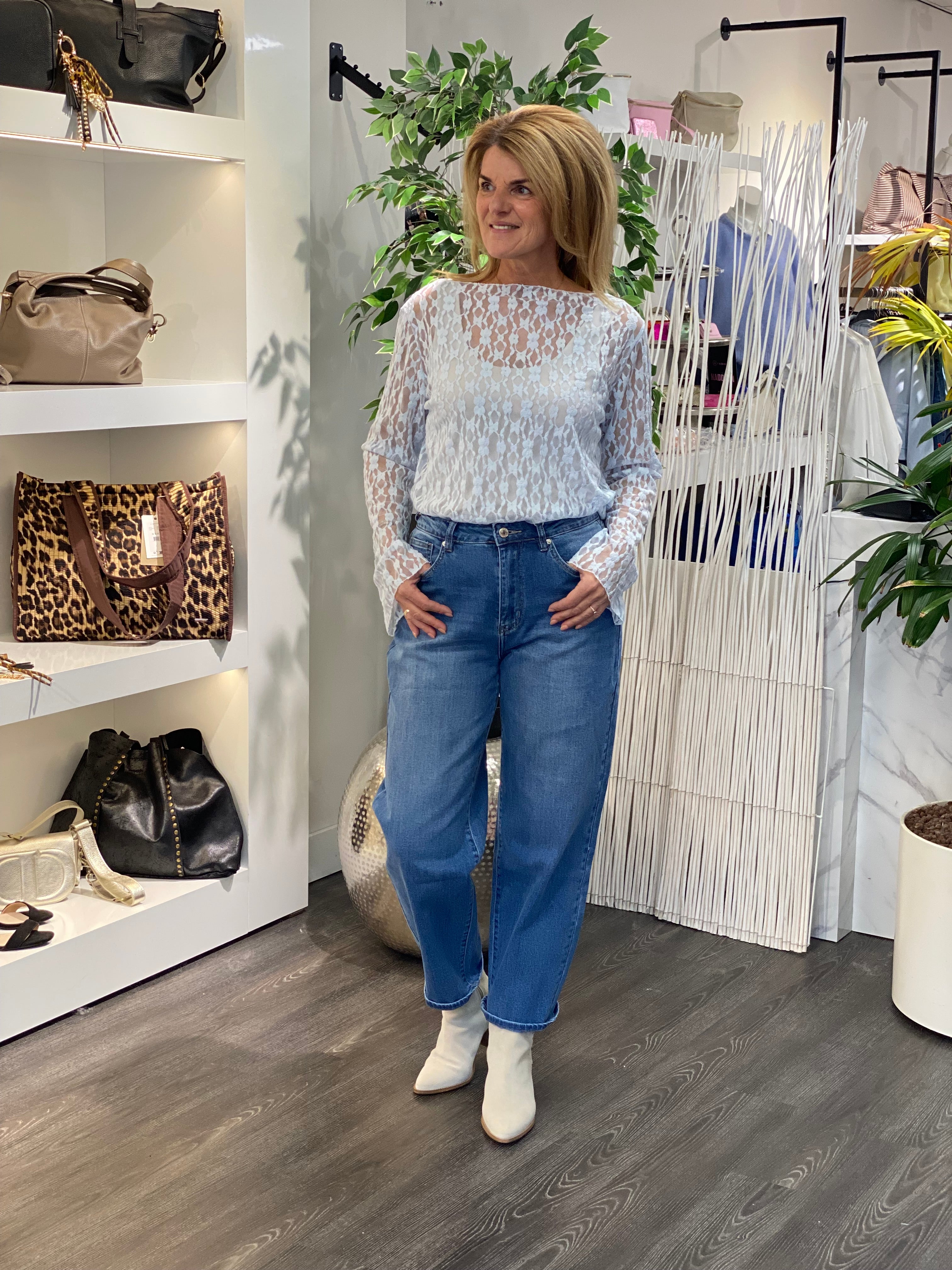 New Collection Kanten Top blauw