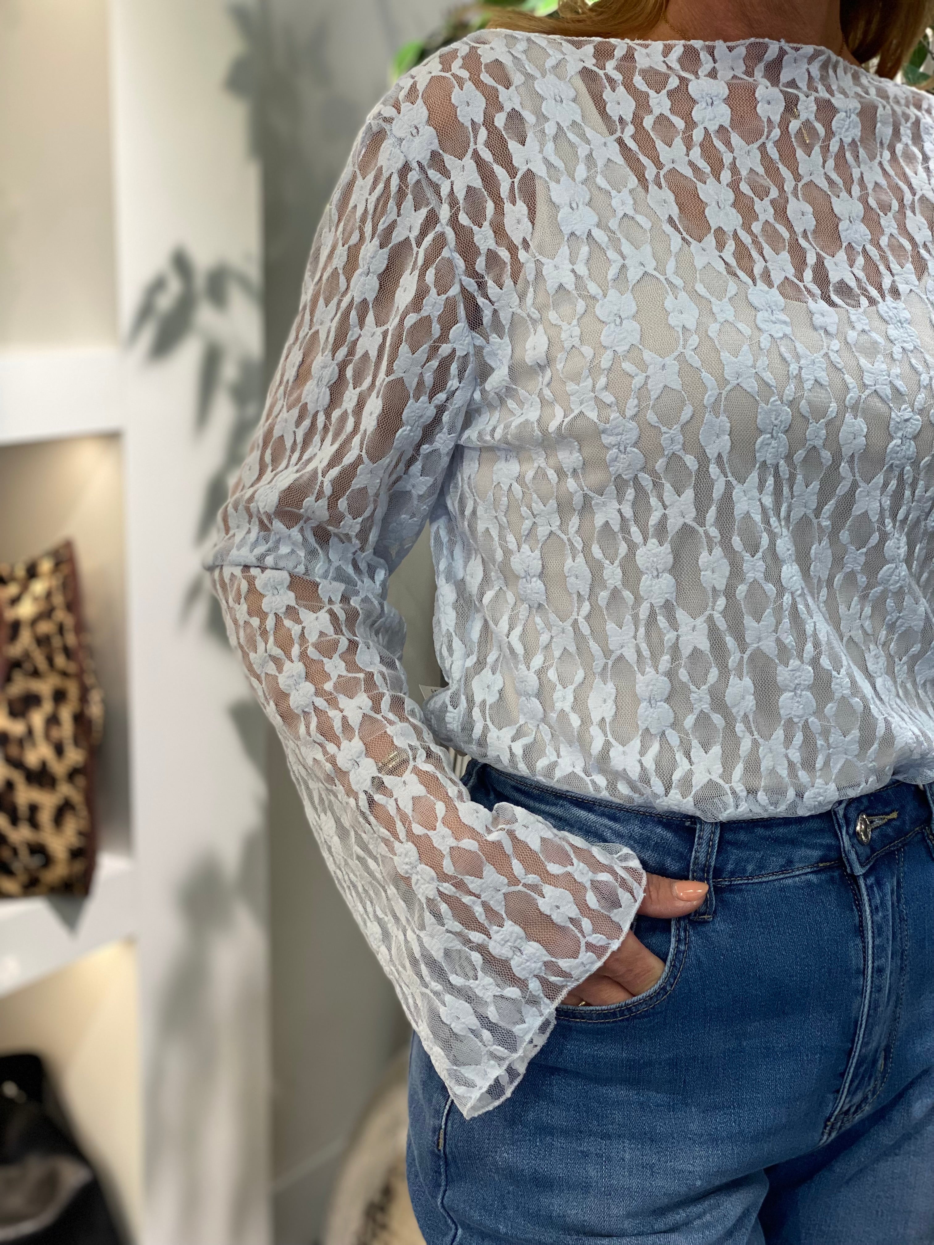 New Collection Kanten Top blauw