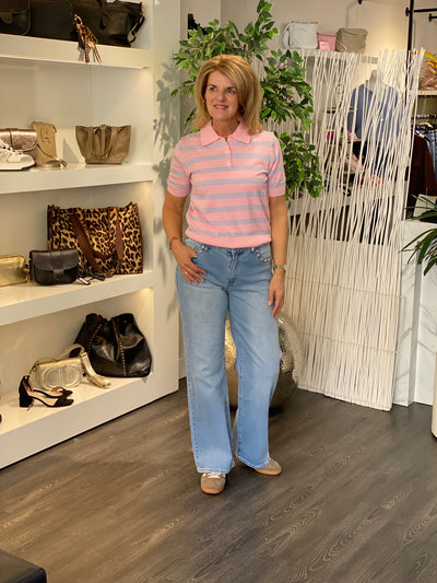 Polo Shirt 26SPL016 roze stripe