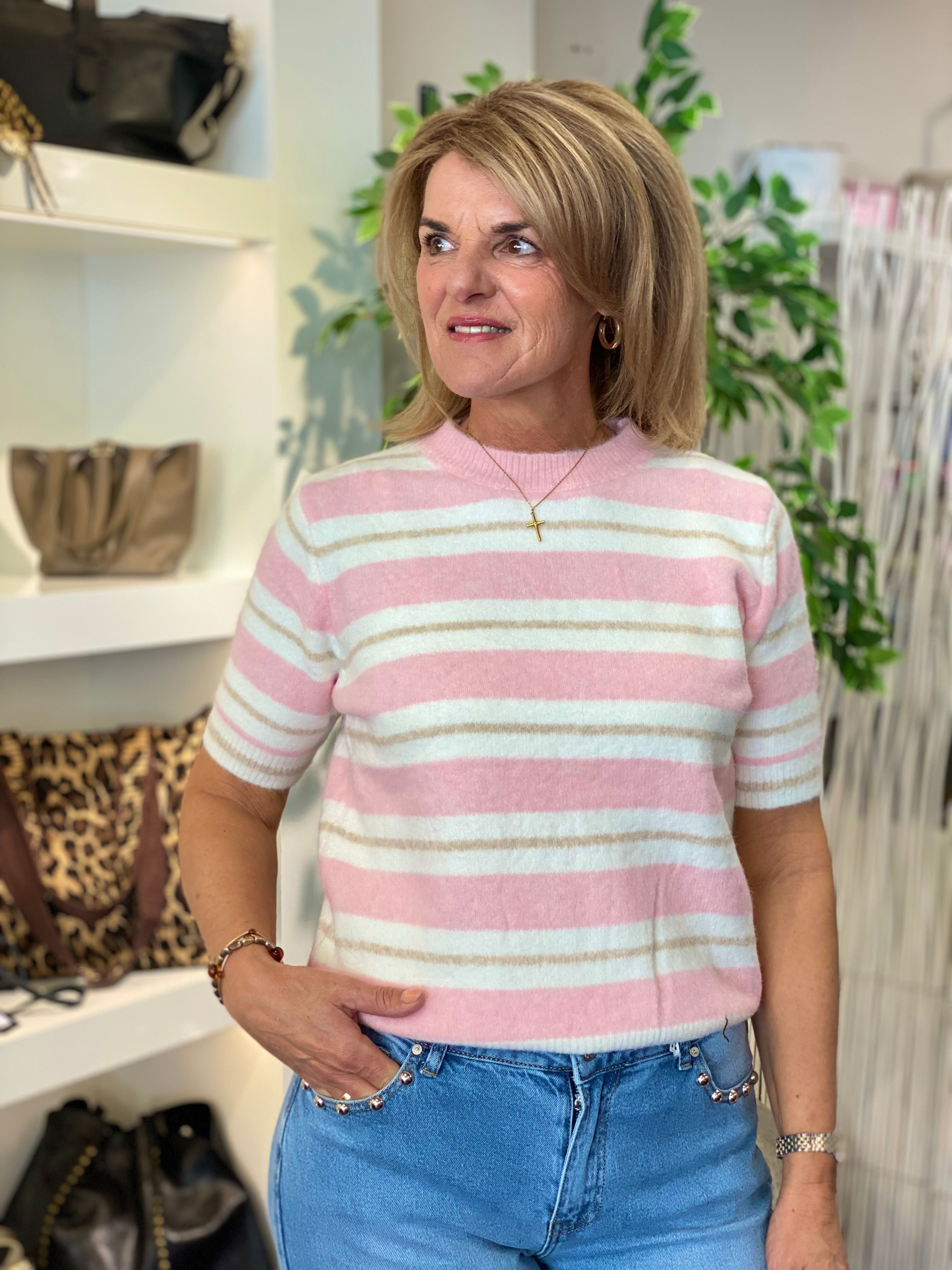 Gestreept Shirt 26SPL005 roze stripe