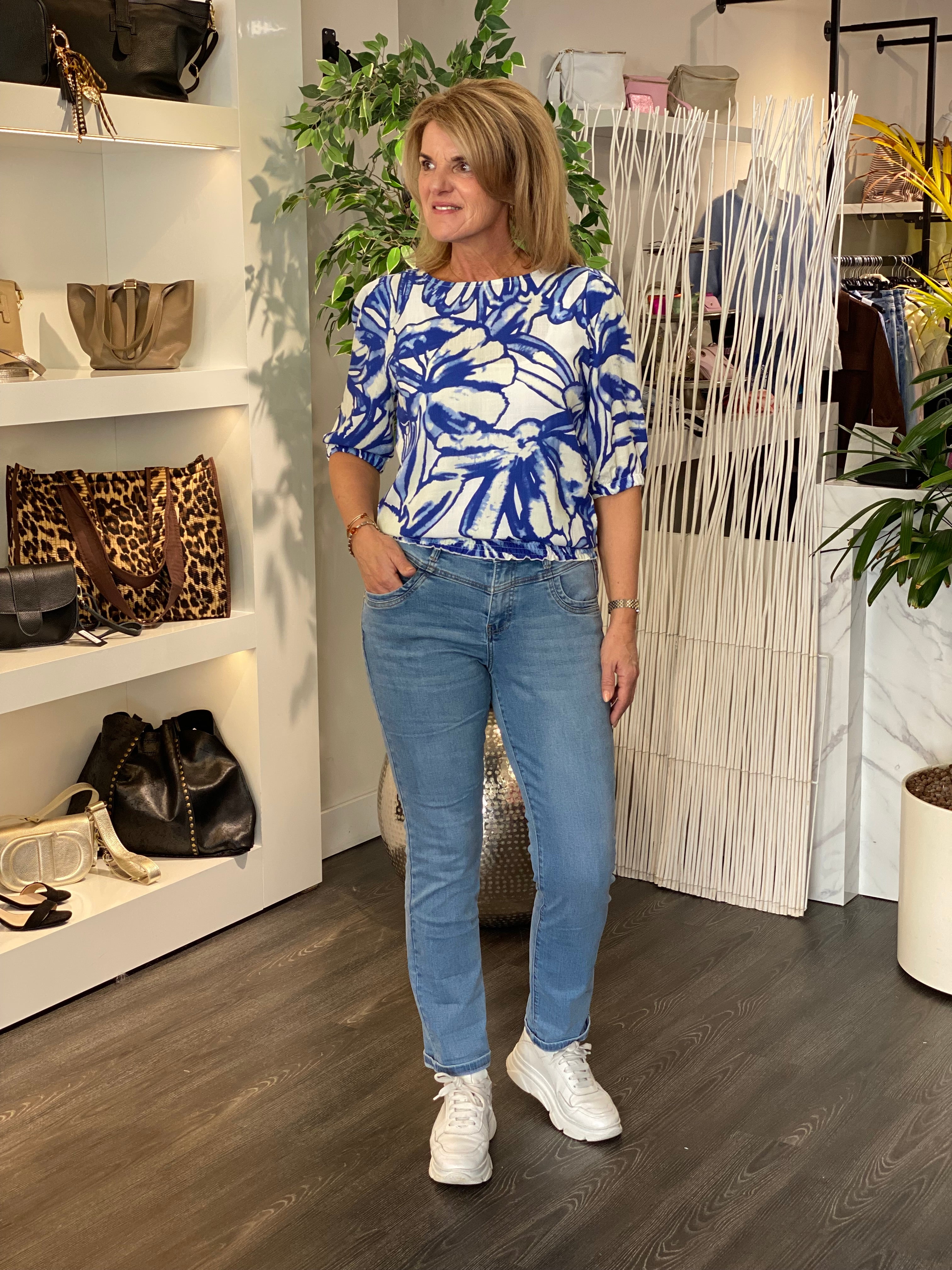 NED Capro 1/2 SS Top Blue Lolite Inkt Art blue lolite