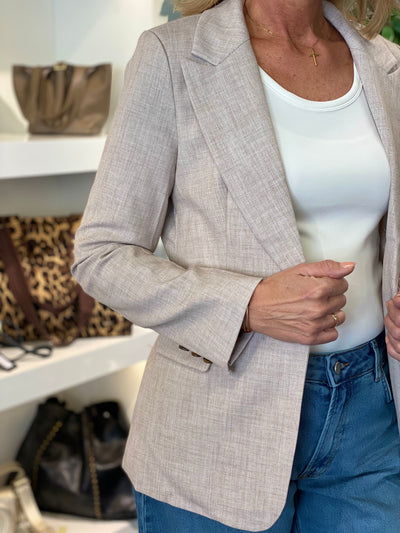 Fashion Halflange Blazer 0437 zand gemeleerd