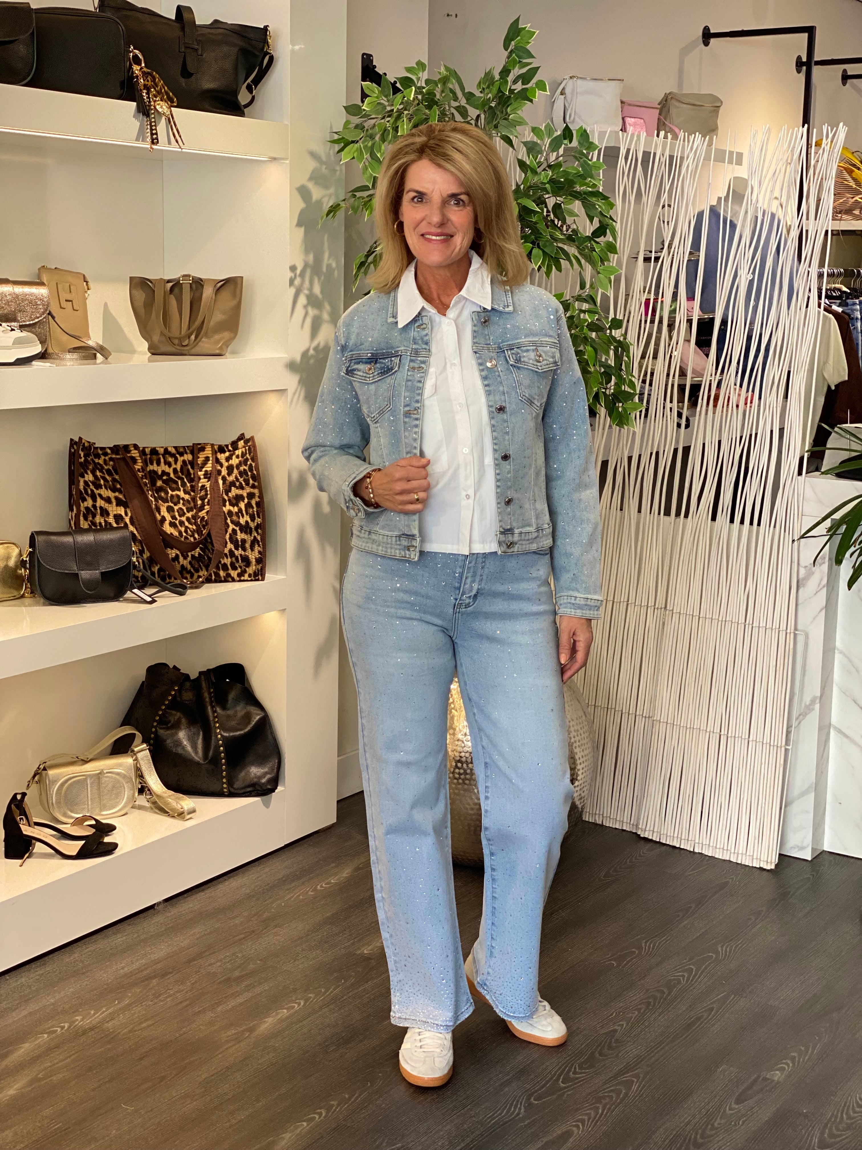 Hello Miss Glitter Jeans Broek H880-9 light blue