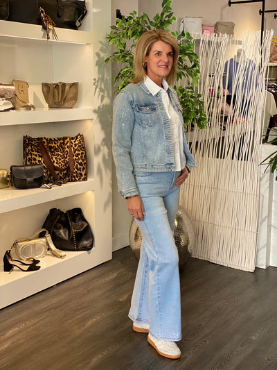 Glitter Spijkerjasje X317 light denim blue