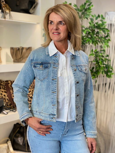 Glitter Spijkerjasje X317 light denim blue