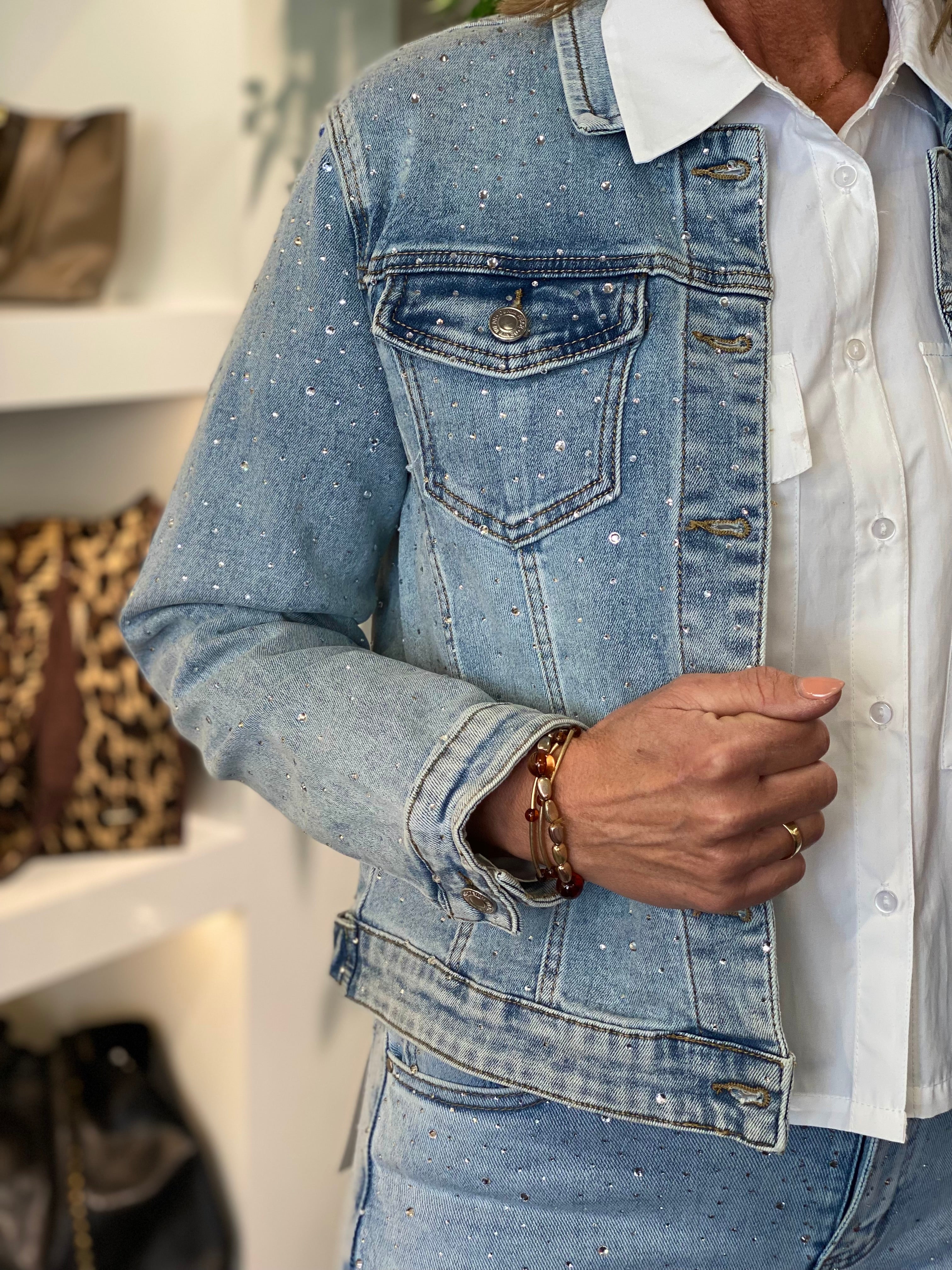 Glitter Spijkerjasje X317 light denim blue