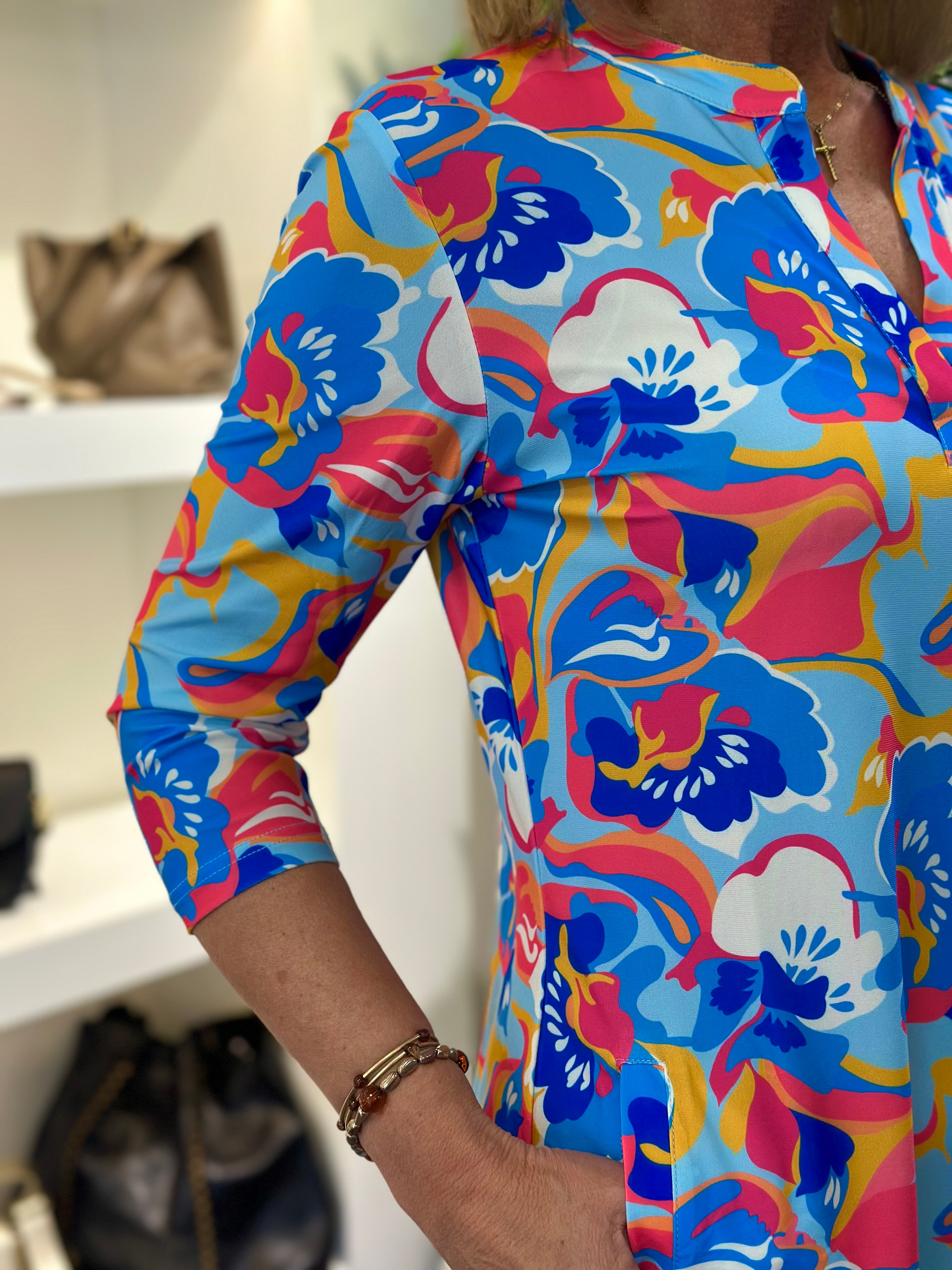 Angelle Milan Travelstof Tuniek Korte Mouw 1467/MP0027-V5