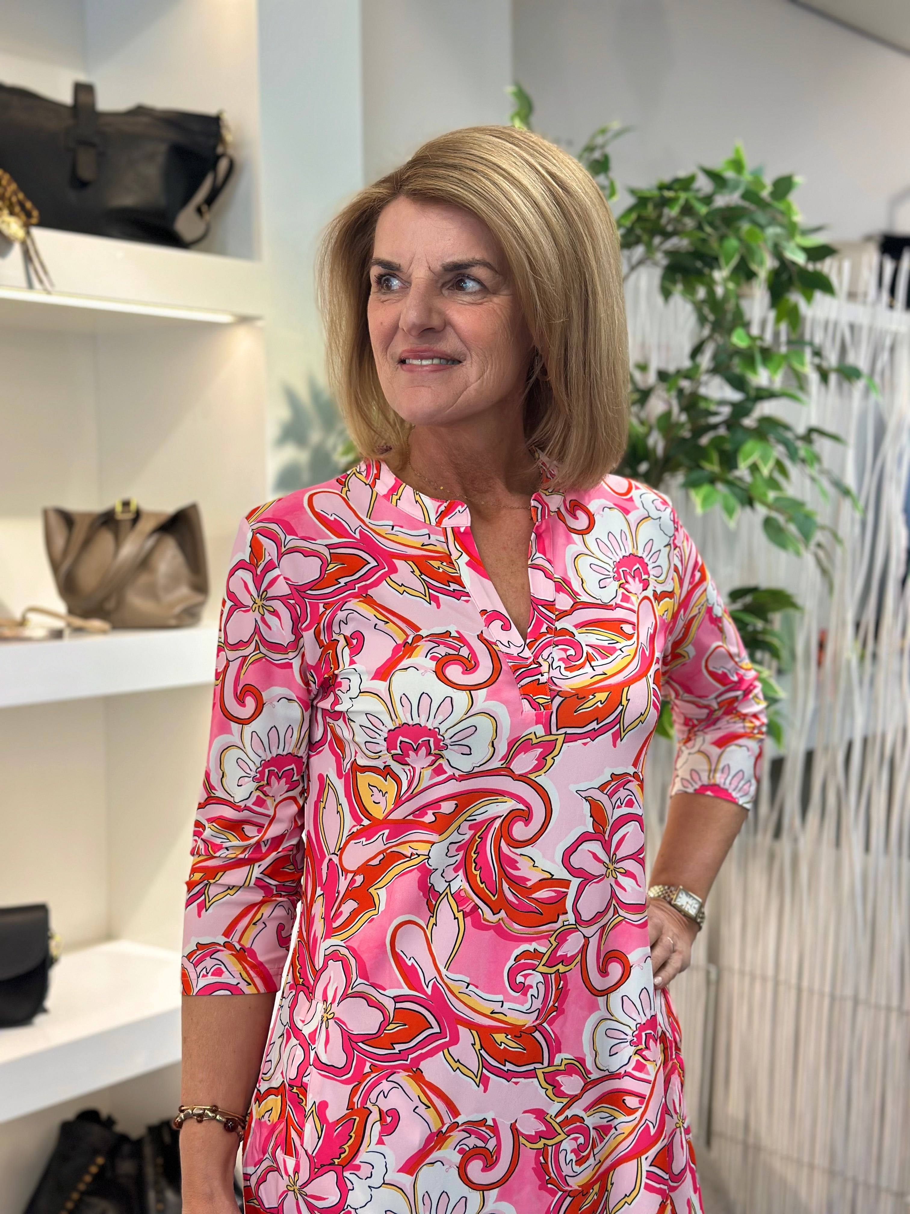 Angelle Milan Travelstof Tuniek Korte Mouw 1467/MP0021-V3