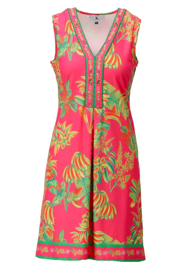 K-Design Mouwloze Jurk met Design C400 P132 fuchsia