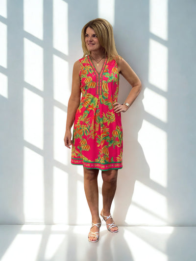 K-Design Mouwloze Jurk met Design C400 P132 fuchsia