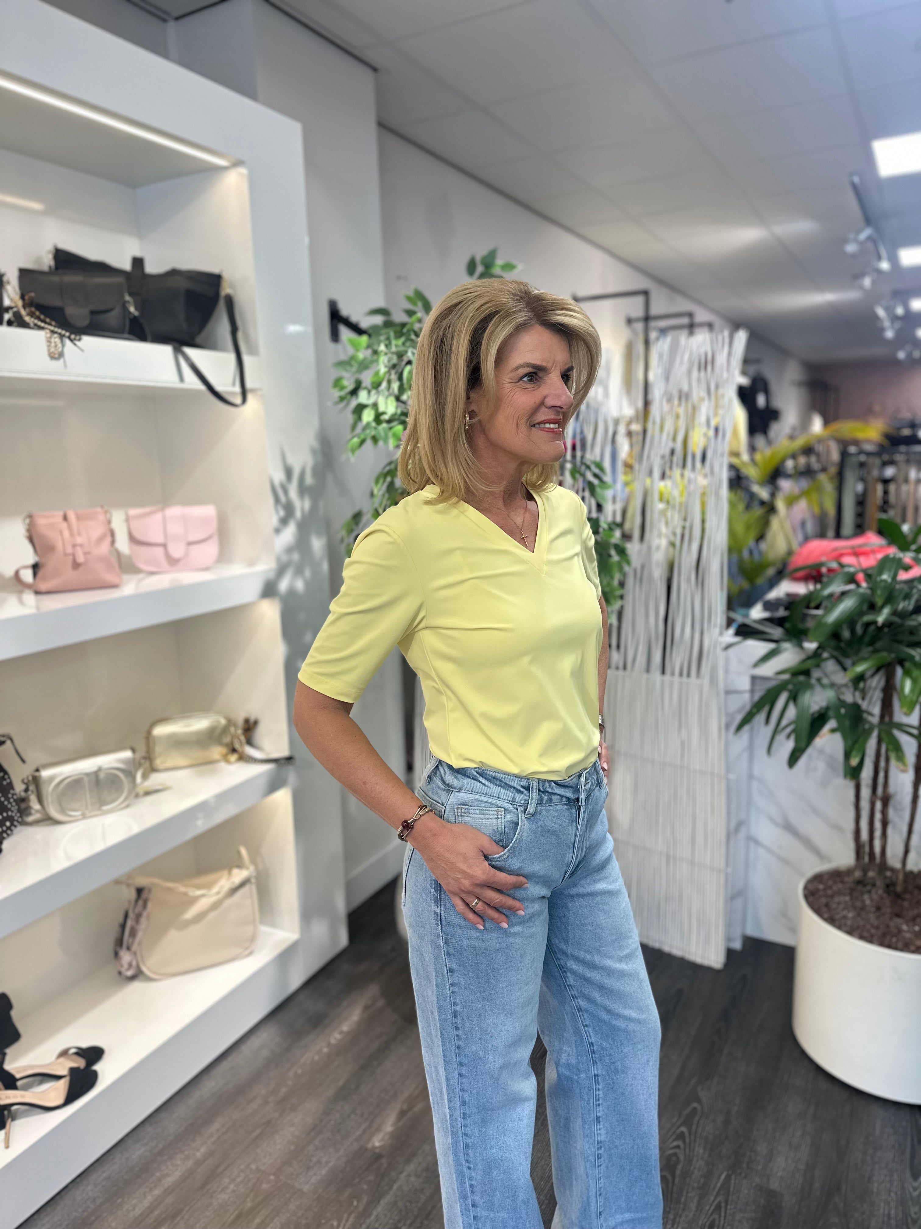 Mi Piace Travelstof Top V-Hals 202271 lemon yellow