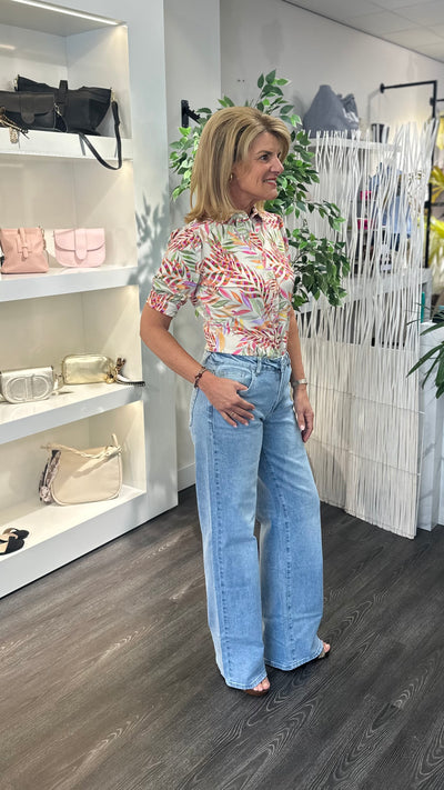 Mi Piace Travelstof Blouse Korte Mouw 202270 pencil branches print kit