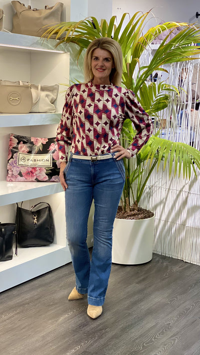 Chastar Top met Col bordeaux beige 0379