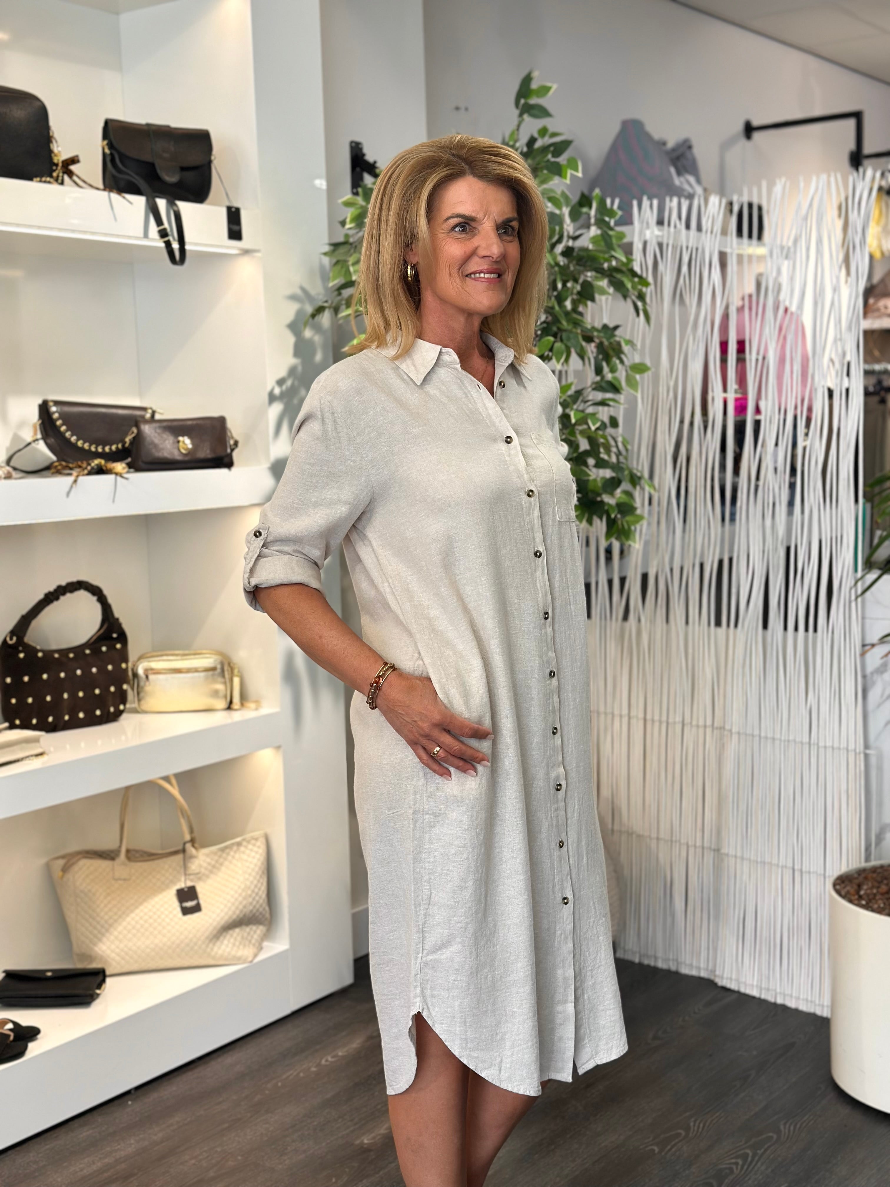 Freequent Lava Shirt Dress moonbeam melange