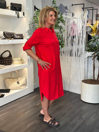 Freequent Lava Shirt Dress true red