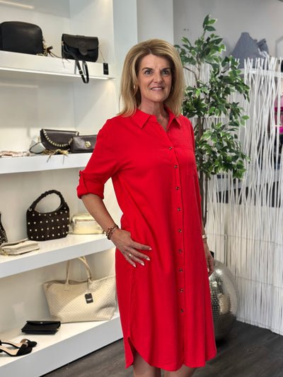 Freequent Lava Shirt Dress true red