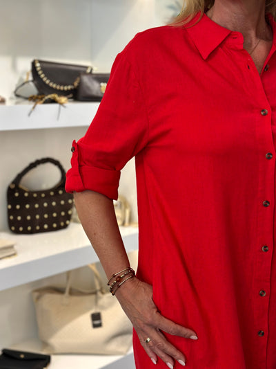 Freequent Lava Shirt Dress true red