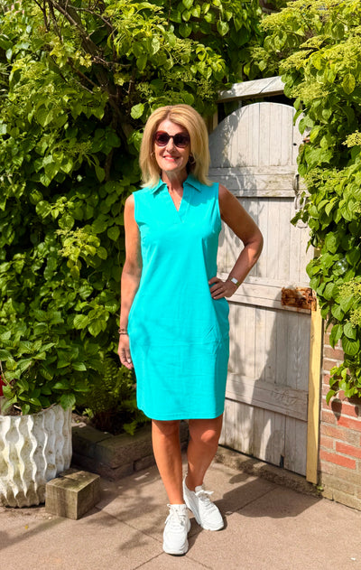 Mi Piace Travelstof Mouwloze Jurk 202443 virvidian green