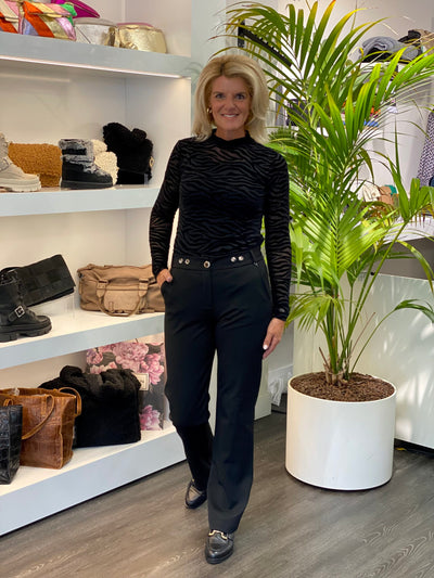 Freequent Iska Top zwart zebra