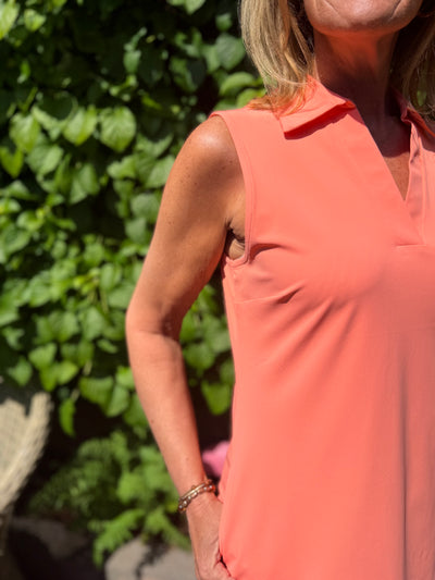 Mi Piace Travelstof Mouwloze Jurk 202443 coral