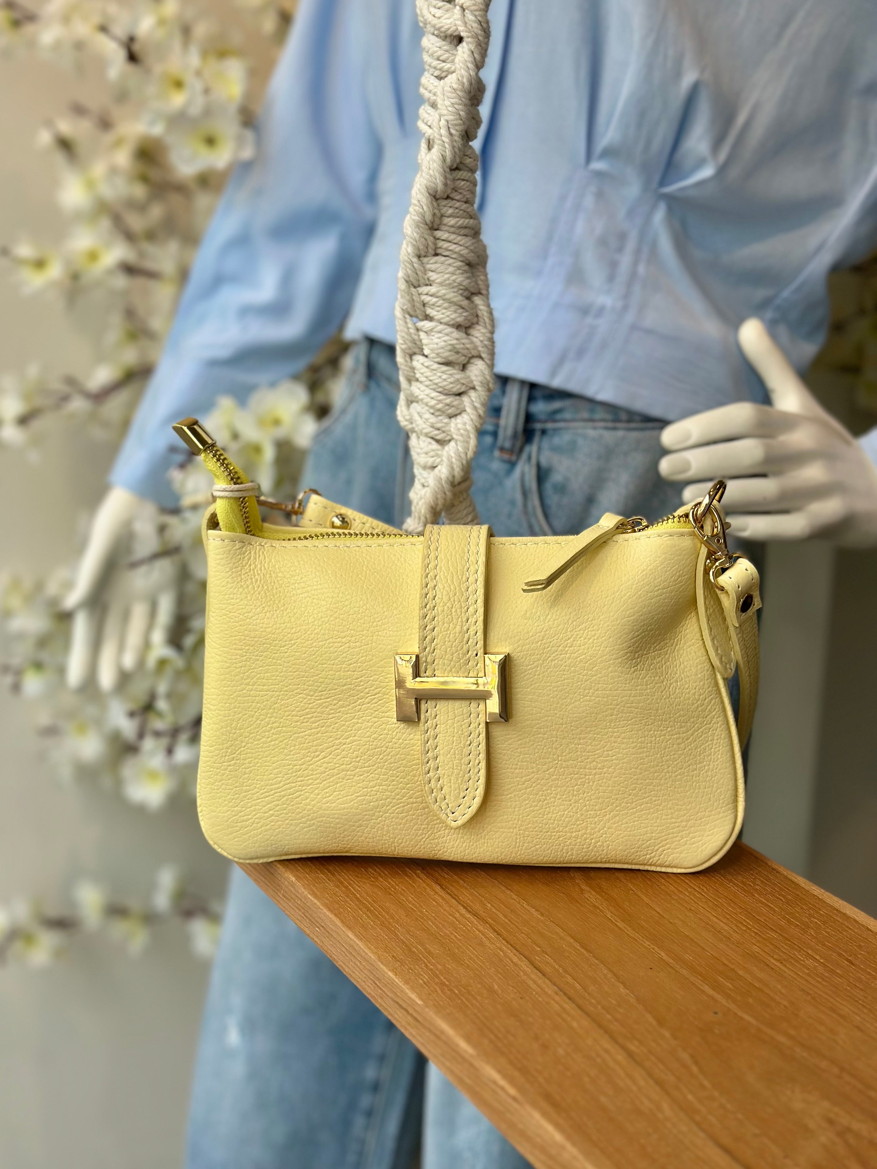 Burnley Schoudertas Leer Butter Yellow T336
