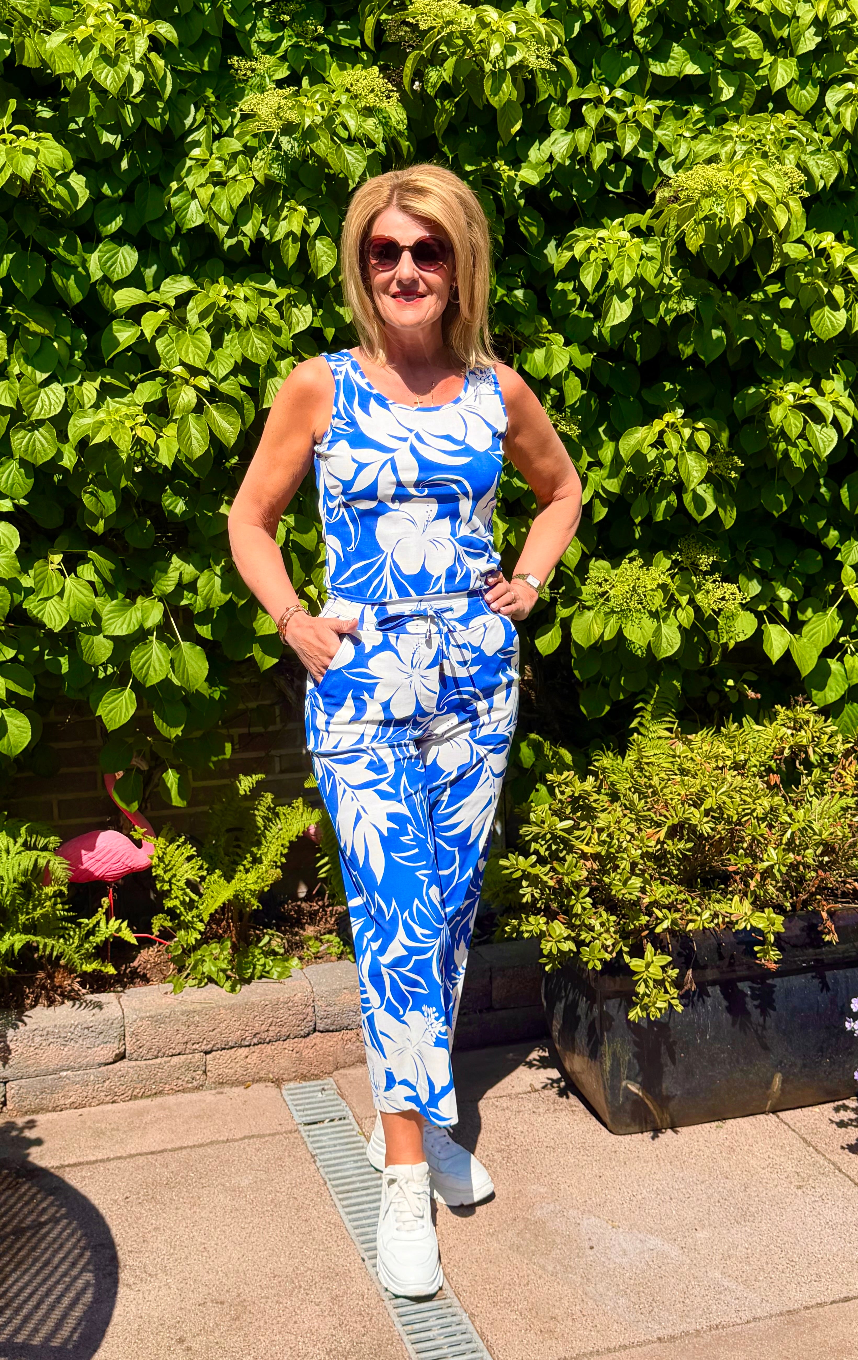 Mi Piace Travel Culotte Broek 202816 hibiscus print nautic blue