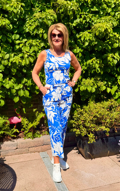 Mi Piace Travel Culotte Broek 202816 hibiscus print nautic blue