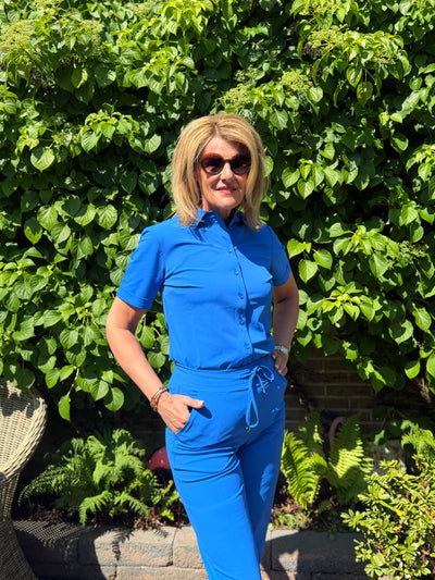 Mi Piace Travelstof Blouse Korte Mouw 202031 nautic blue
