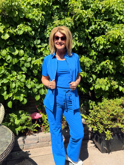 Mi Piace Travelstof Blouse Korte Mouw 202031 nautic blue