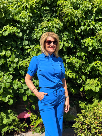 Mi Piace Travelstof Blouse Korte Mouw 202270 nautic blue