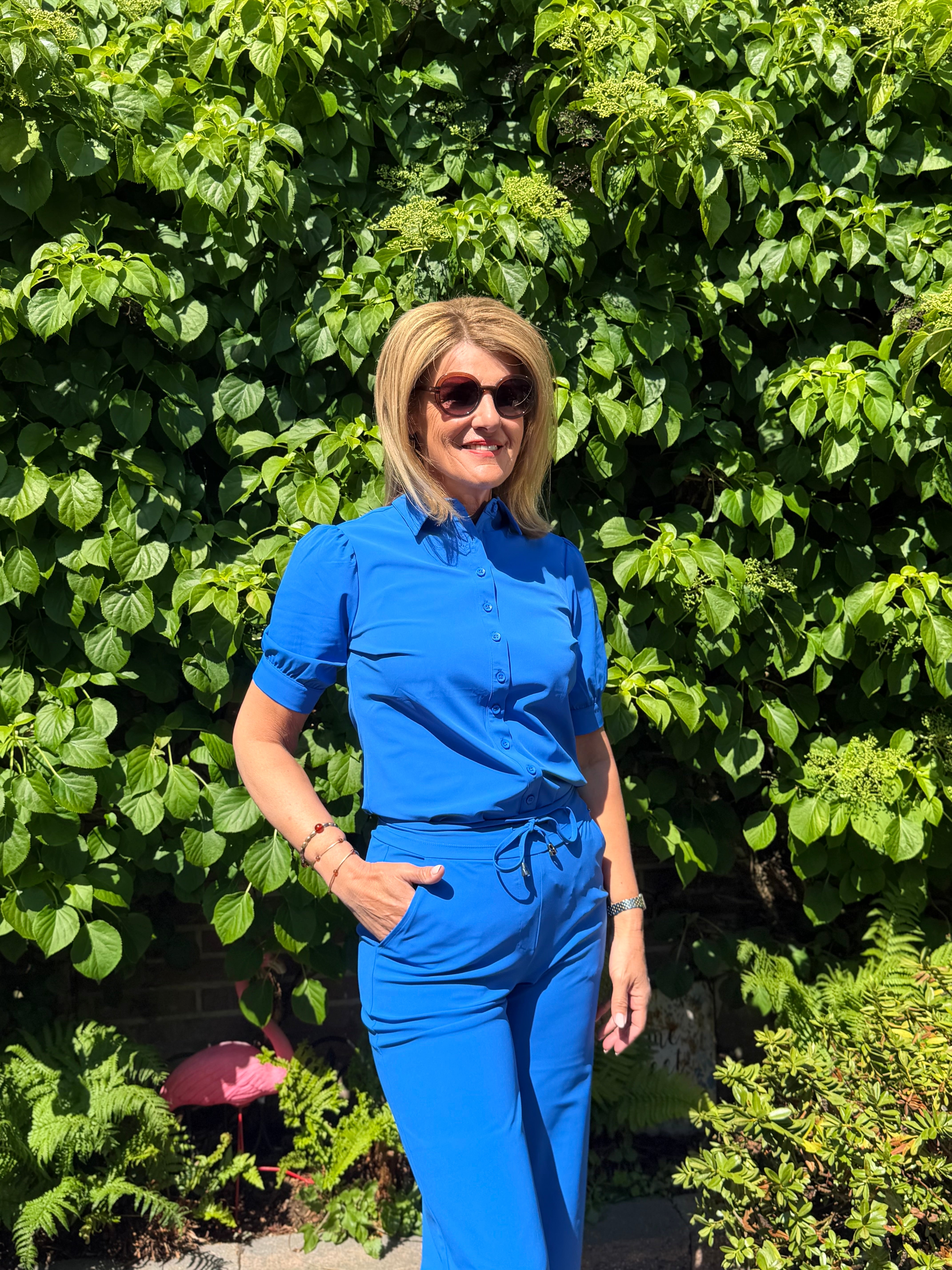 Mi Piace Travelstof Blouse Korte Mouw 202270 nautic blue