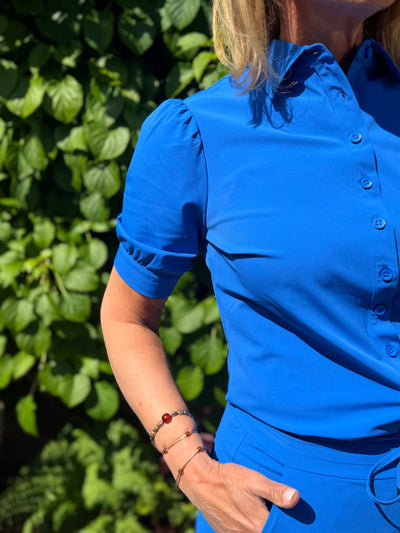 Mi Piace Travelstof Blouse Korte Mouw 202270 nautic blue