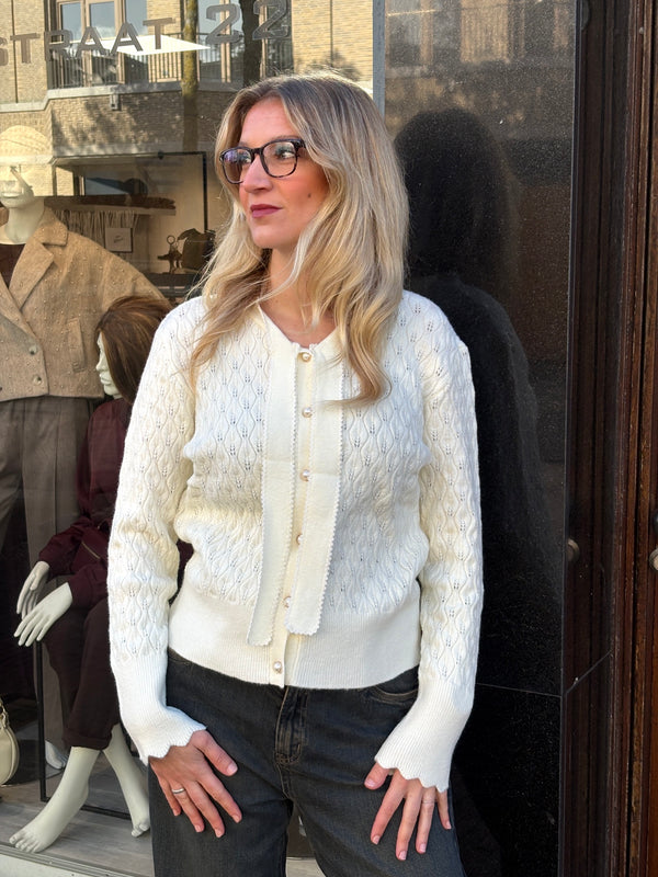 Mi Piace Ajour Cardigan Bow 202857 off white