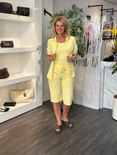 Mi Piace Travelstof Blouse Korte Mouw 202270 lemon yellow