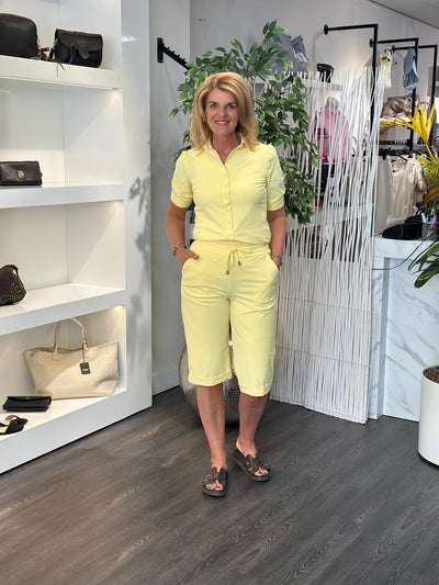Mi Piace Travelstof Blouse Korte Mouw 202270 lemon yellow