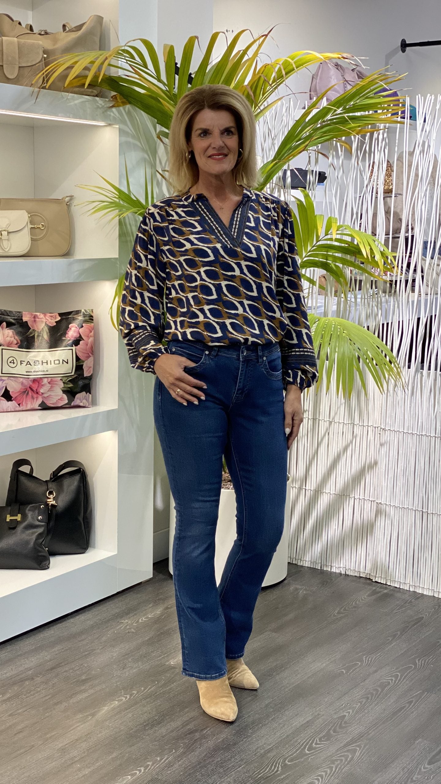 Musthaves by Elja Top blauw bruin 0393