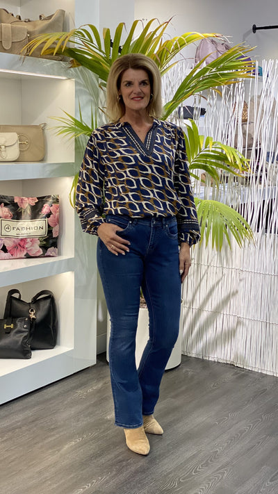 Musthaves by Elja Top blauw bruin 0393