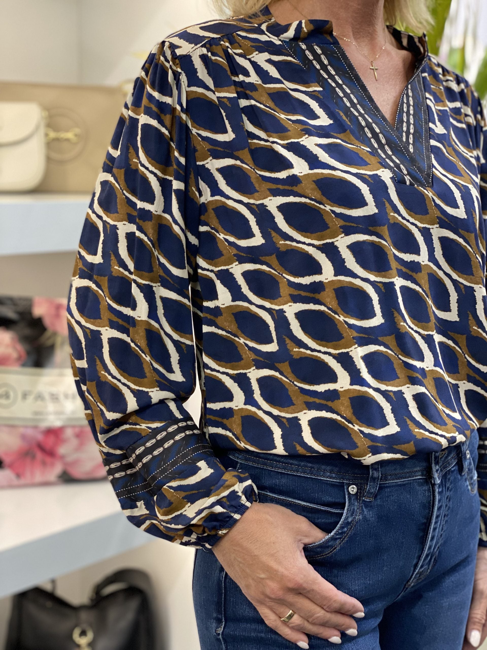 Musthaves by Elja Top blauw bruin 0393