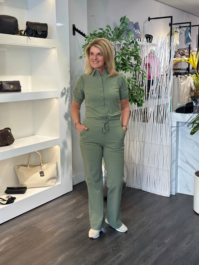 Mi Piace Travelstof Blouse Korte Mouw 202270 olive