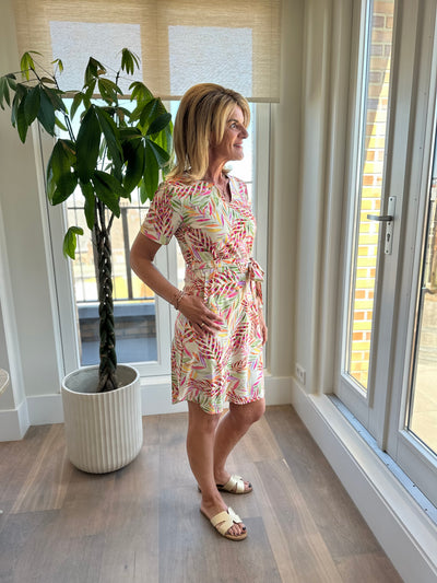 Mi Piace Travelstof Tuniek Jurk met Tailleband 202245 pencil branches print kit