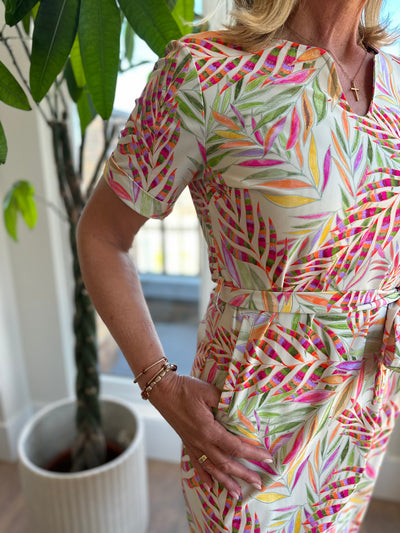 Mi Piace Travelstof Tuniek Jurk met Tailleband 202245 pencil branches print kit