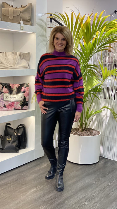 Fluresk Samla Knit Sweater grape purple/zwart