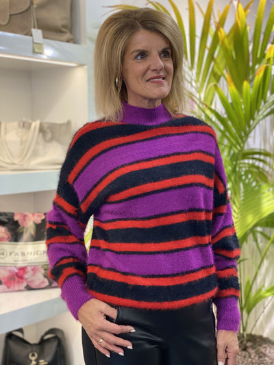 Fluresk Samla Knit Sweater grape purple/zwart