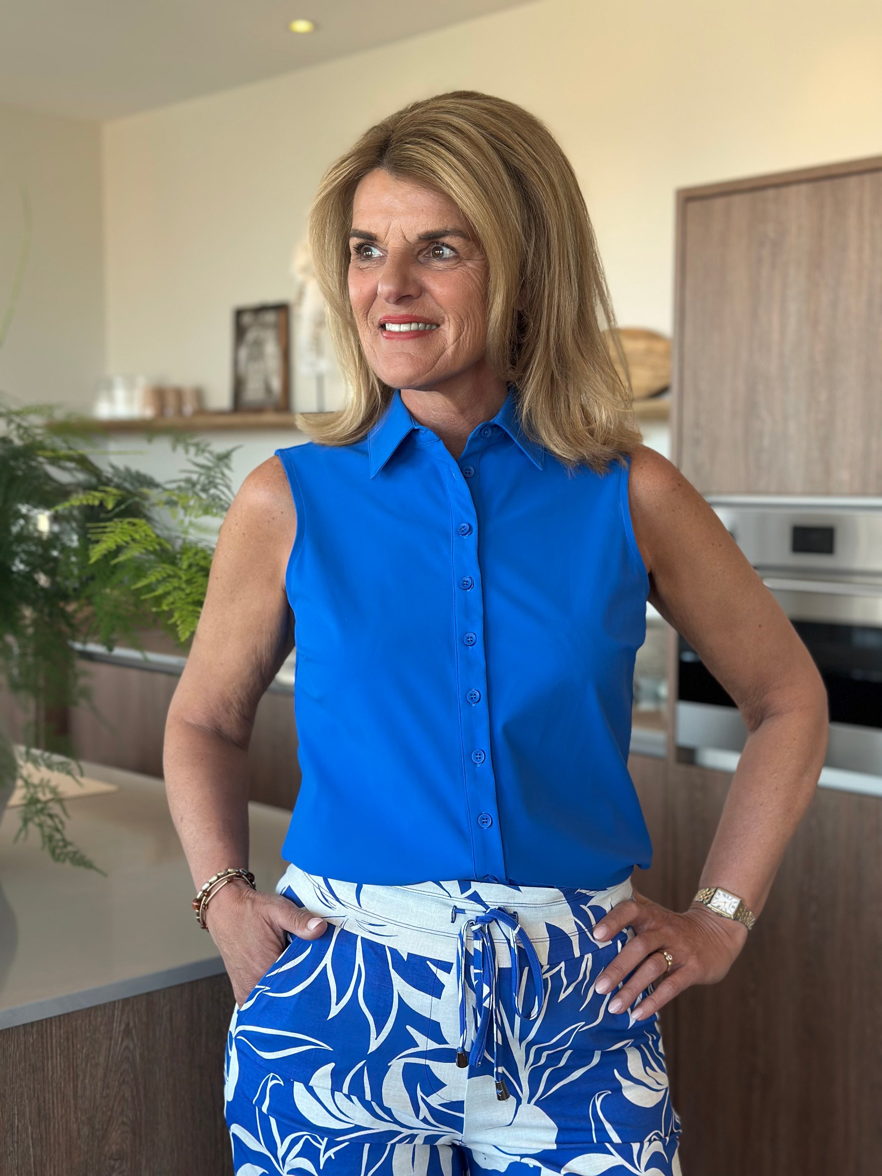 Mi Piace Travelstof Blouse Mouwloos 202299 nautic blue