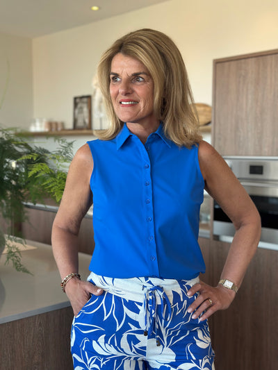 Mi Piace Travelstof Blouse Mouwloos 202299 nautic blue