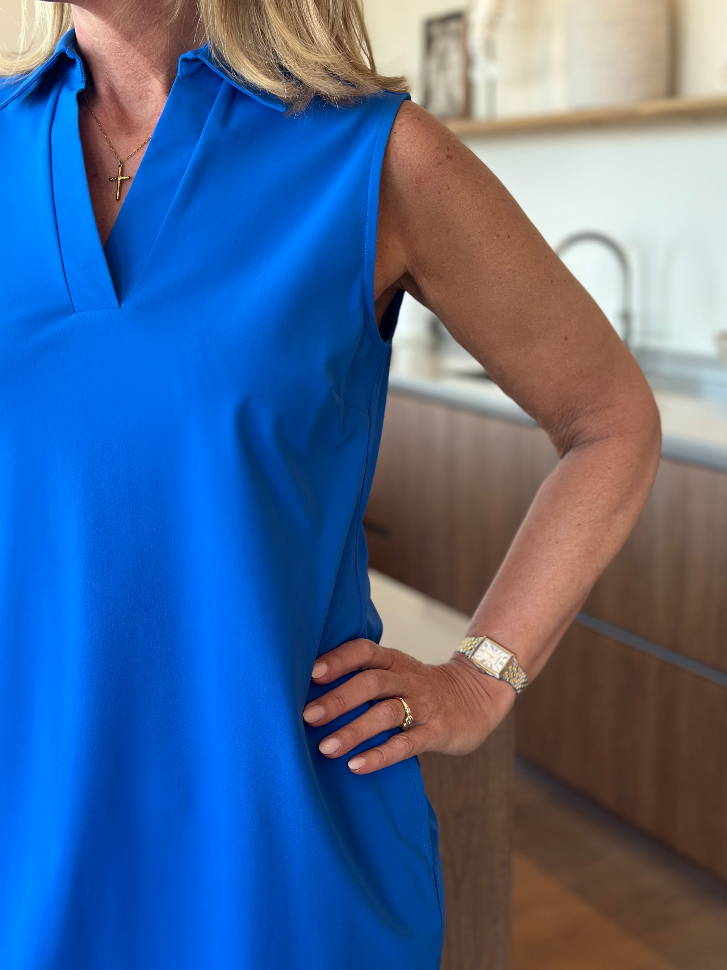 Mi Piace Travelstof Mouwloze Jurk 202443 nautic blue