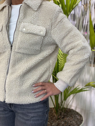 C&S Cherry Teddy Jacket sand